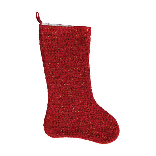 Stocking w/ Metallic Gold Thread, Red