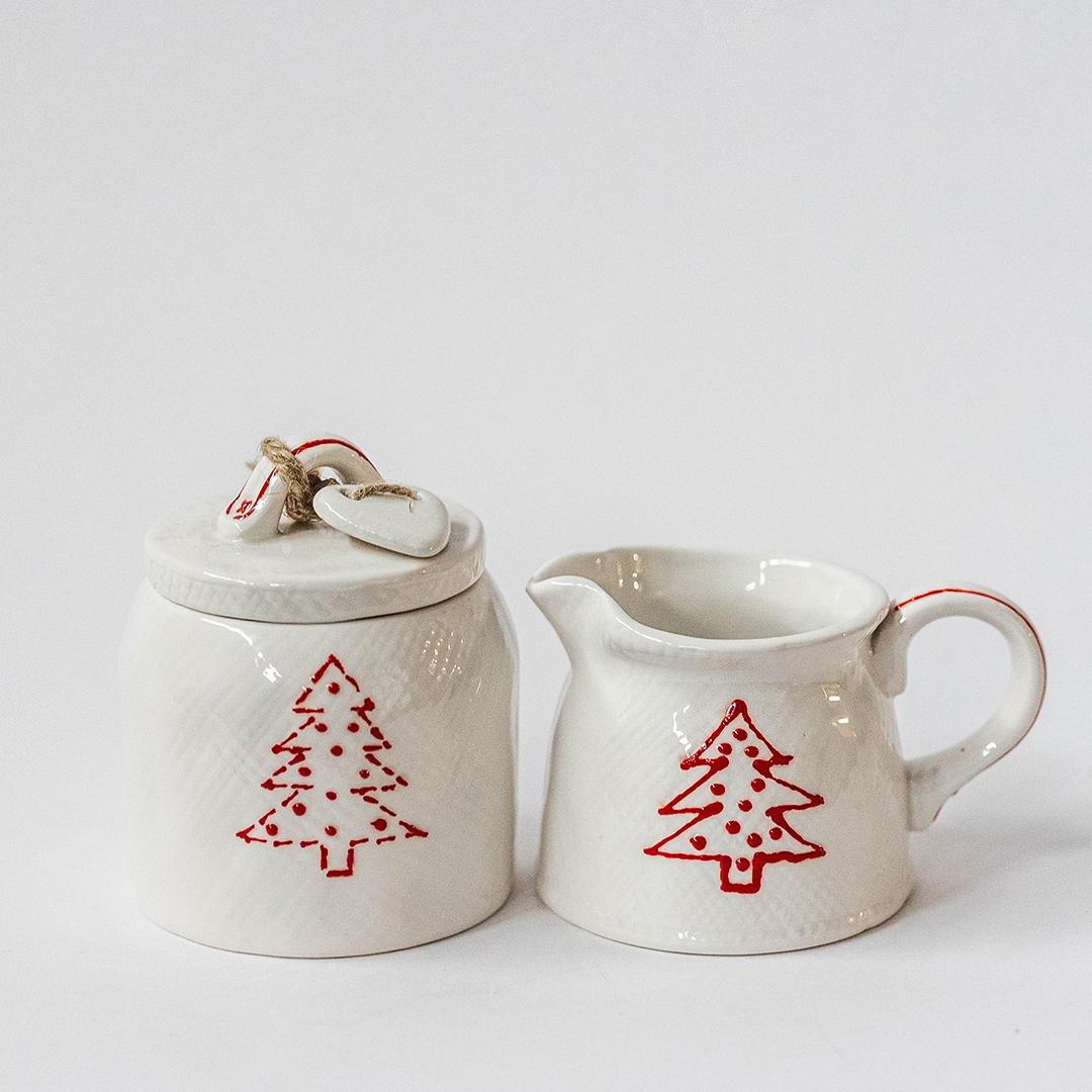 Cream and Sugar Red tree