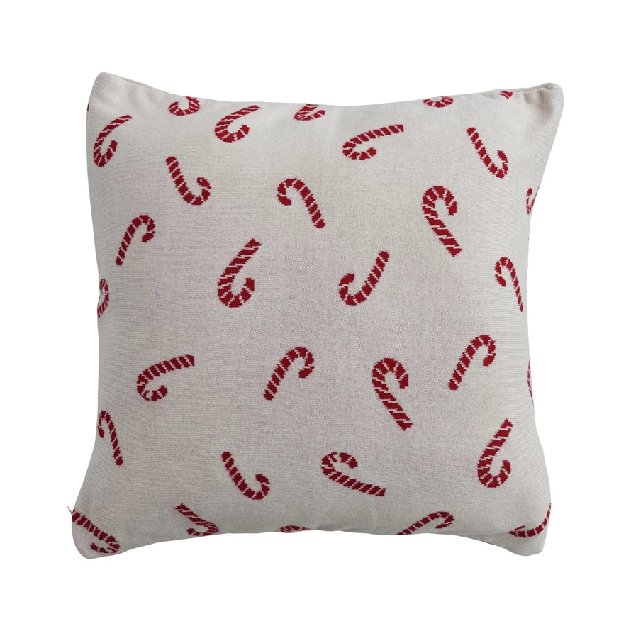 Candy Cane knit pillow