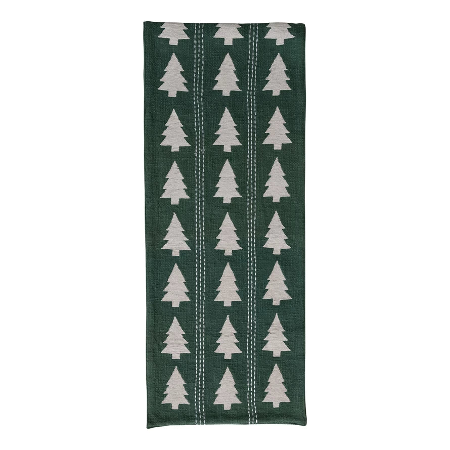 Trees green table runner