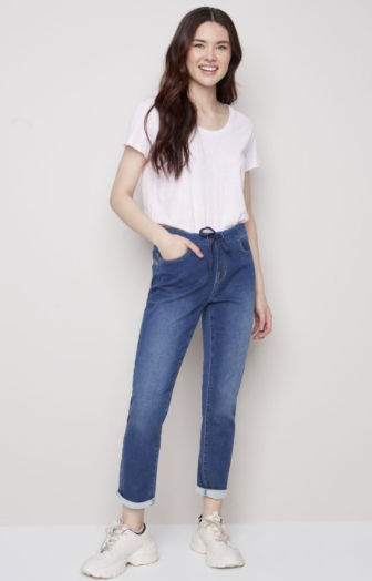 Knit Denim Jogger Pants