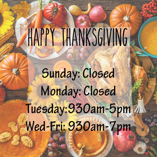 Closed for Thanksgiving.