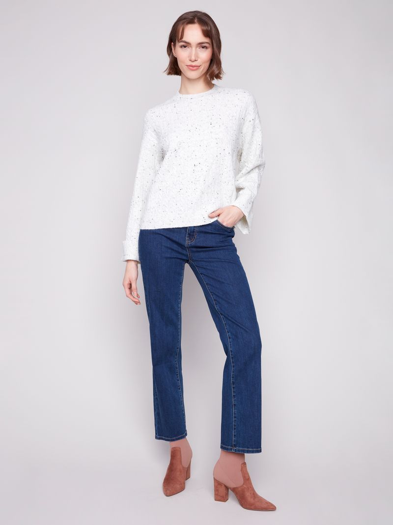 Salt and pepper crew neck sweater C2911-371C