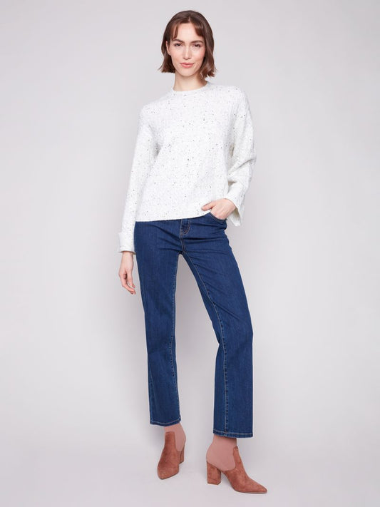 Salt and pepper crew neck sweater C2911-371C