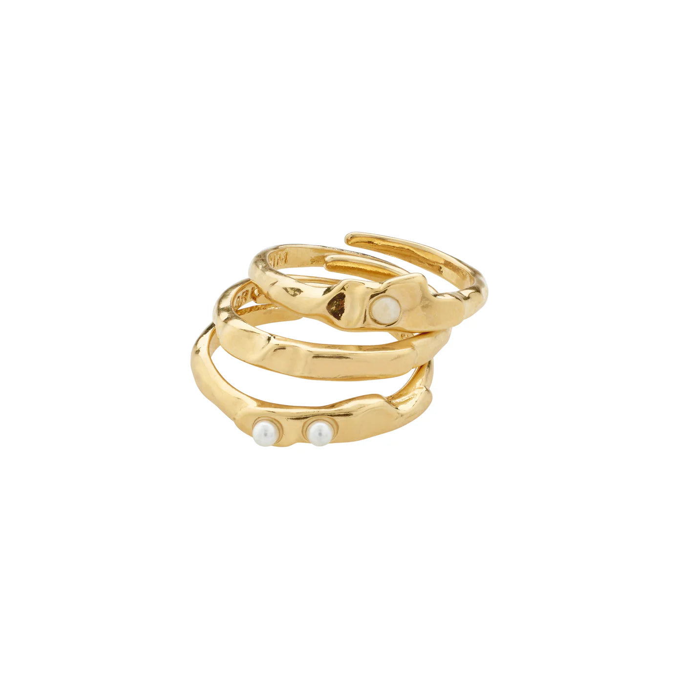 TRUST recycled rings 3-in-1 set gold-plated