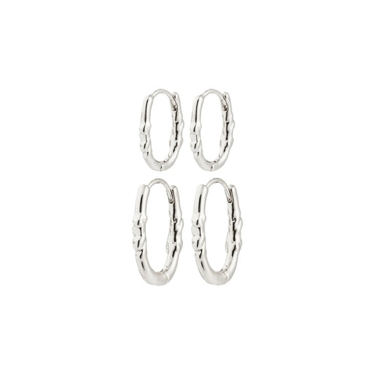 Sense hoop earring set silver
