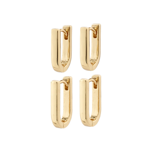 STAY recycled earrings 2-in-1 set gold-plated