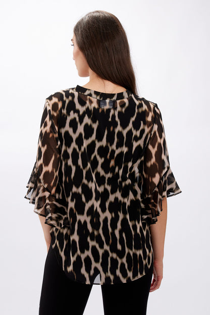 246351 FRANK LYMAN Leopard Print Chiffon Blouse