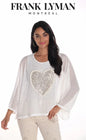 White Mesh Top with Pearl Heart and Sparkles