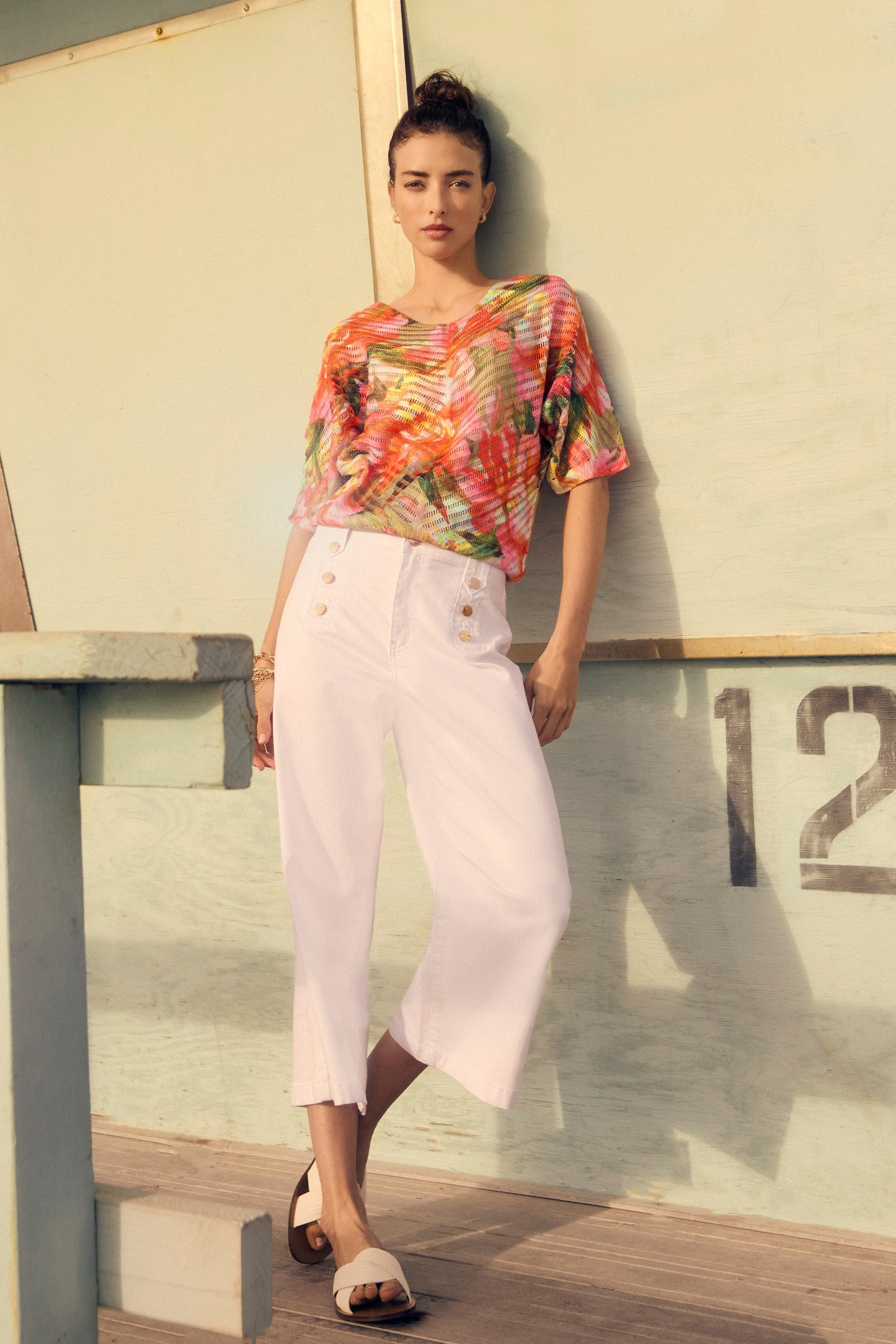 Floral V-neck Puff Sleeve Style 251520