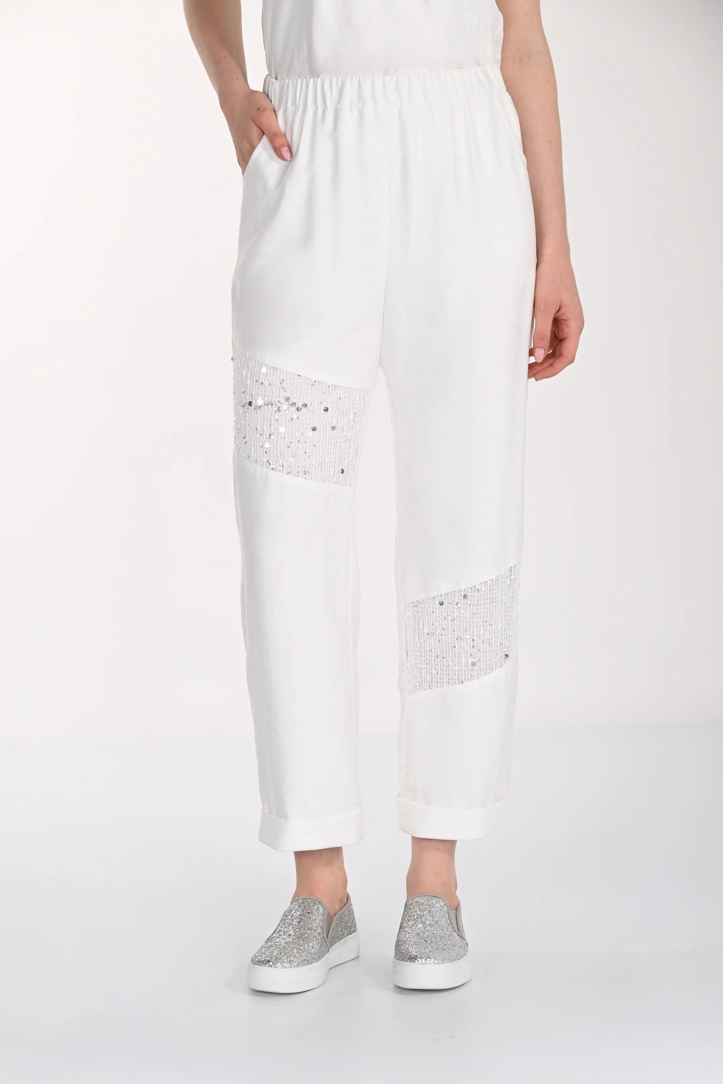 High-waisted Mesh Sequin Pant 261114