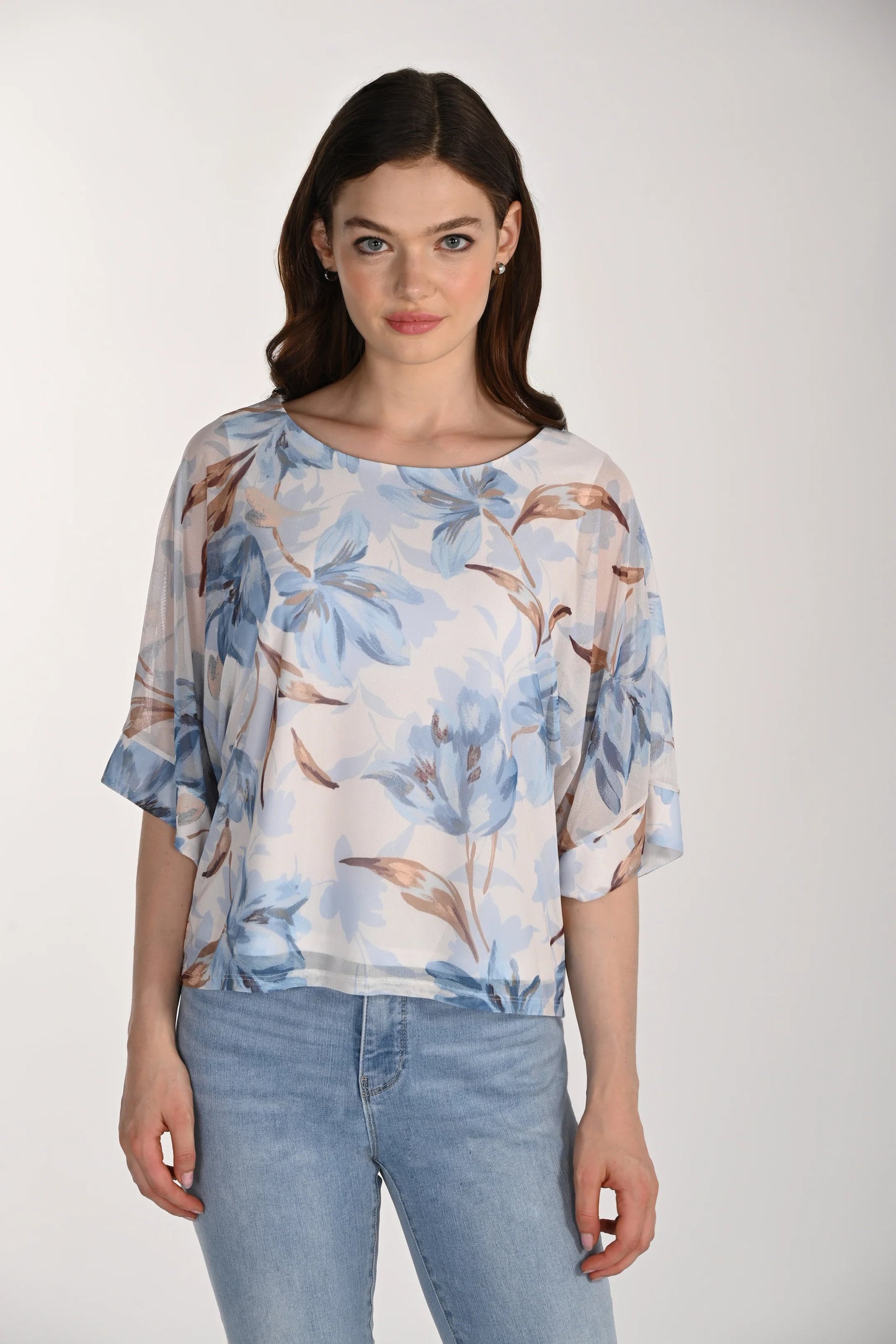 Blue Floral Knit top 261287