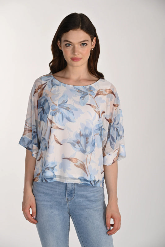 Blue Floral Knit top 261287