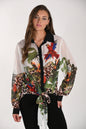 Leopard Print Front Tie Blouse w Beaded Parrot Frank Lyman 261617