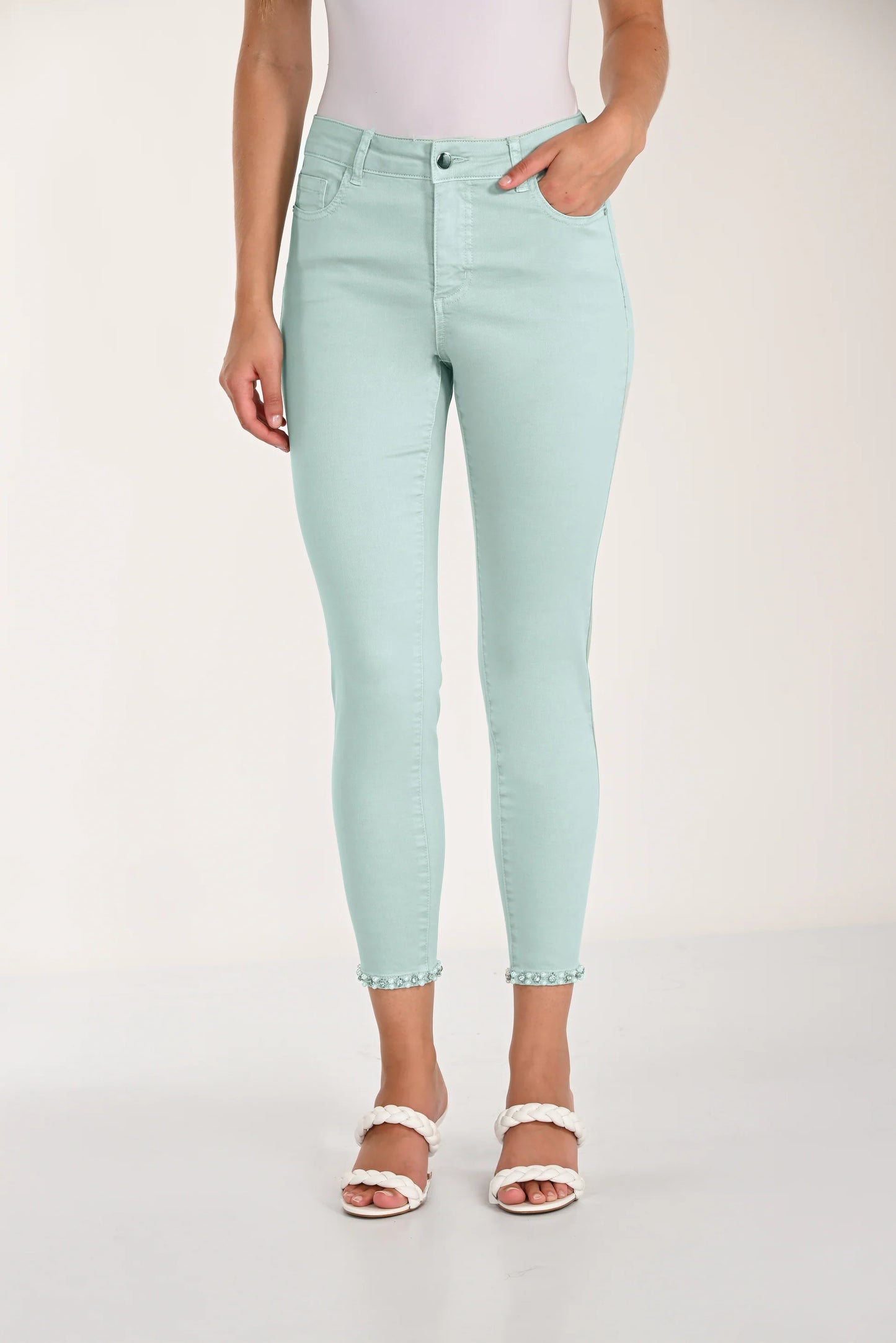 Woven Mint Denim Pant