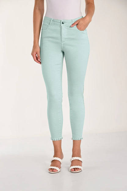 Woven Mint Denim Pant