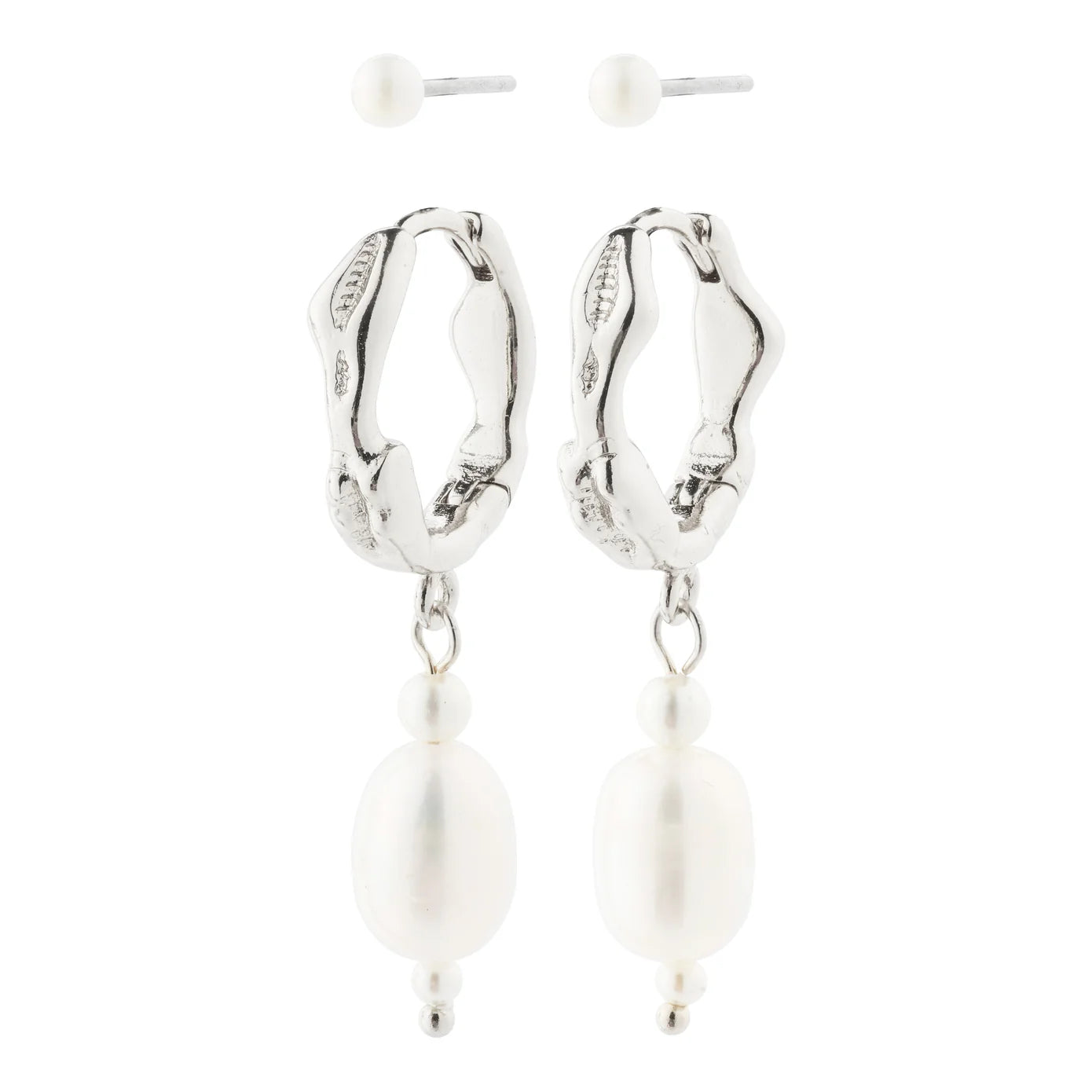 CONSTANCE earrings 2-in-1 set silver-plated