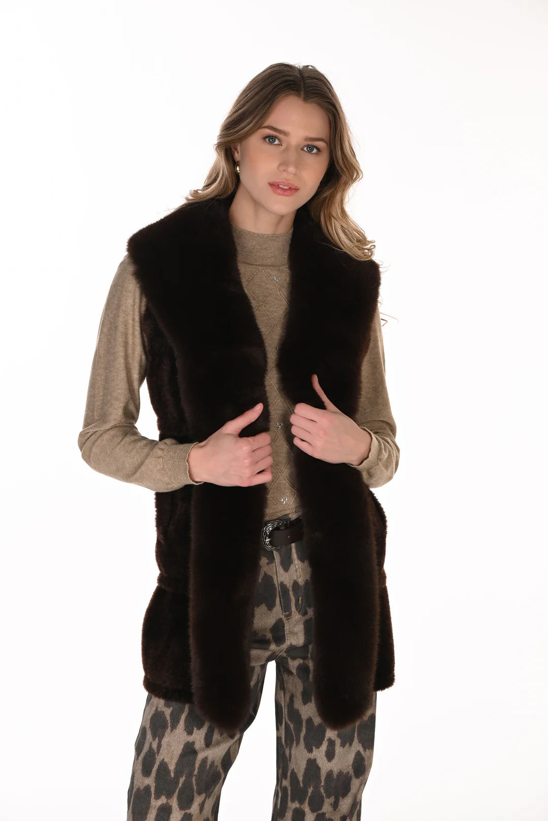 Faux Fur Sleeveless Vest Style 263704