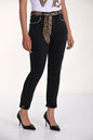 Black denim with leopard trim and matching belt 266506