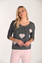 V-neck Sweater with Hearts and Glitter Style 266548