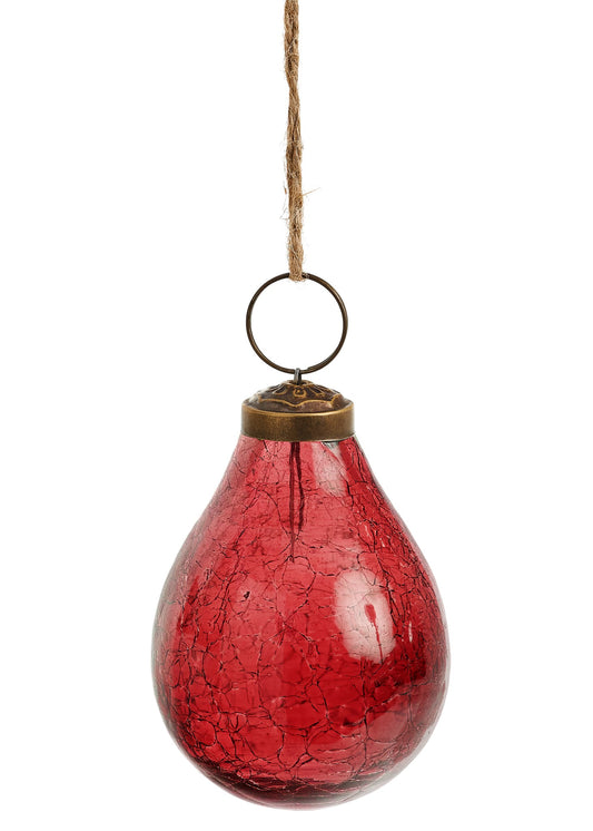 BULB DROP GLASS BURGUNDY ORNAMENT