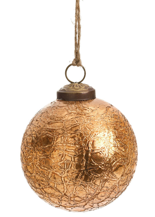 CRACKLE GLASS APRICOT BRANDY ORNAMENT