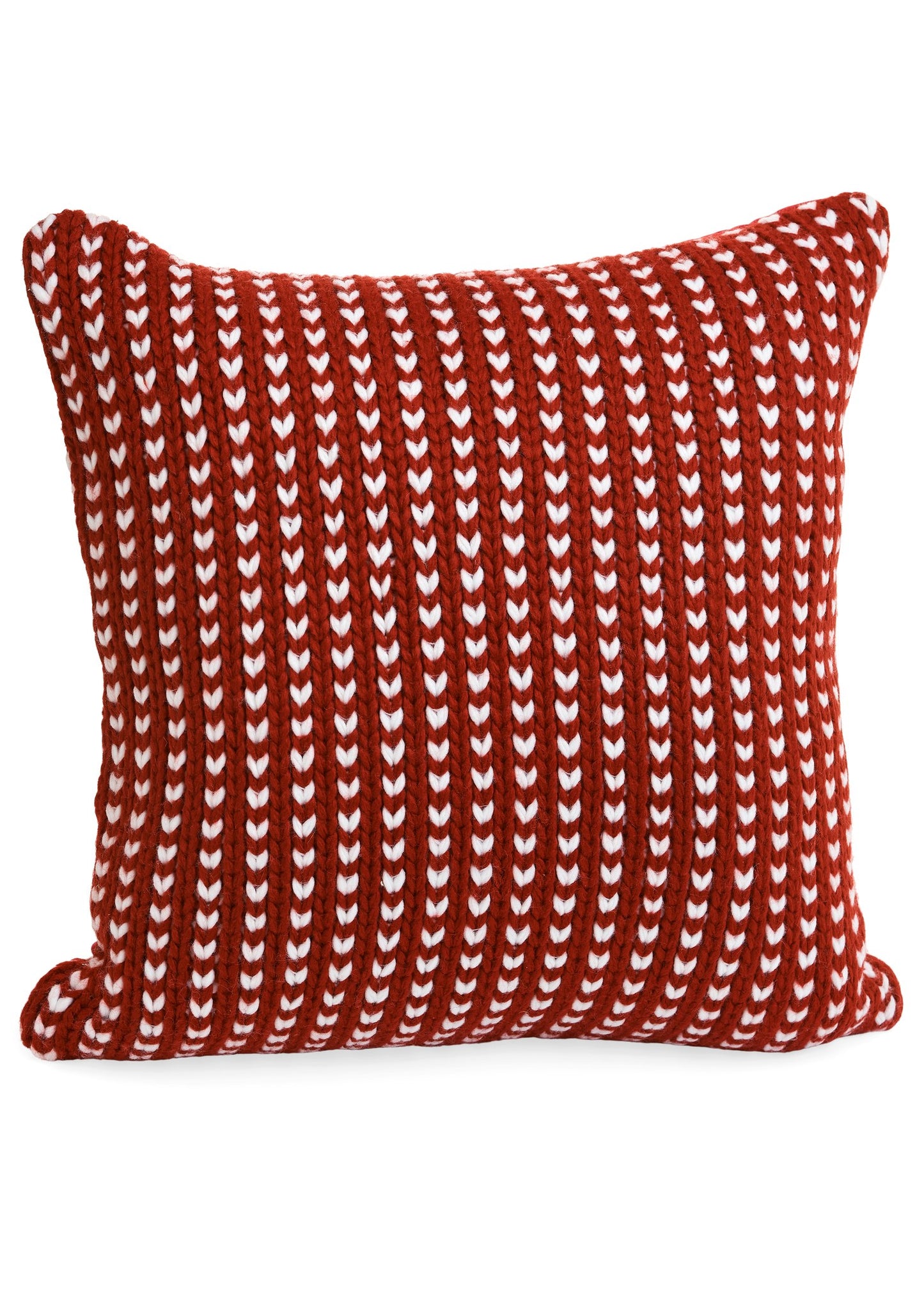 KNIT POLY/ACY RED/WHITE  18 x 18 Cushion