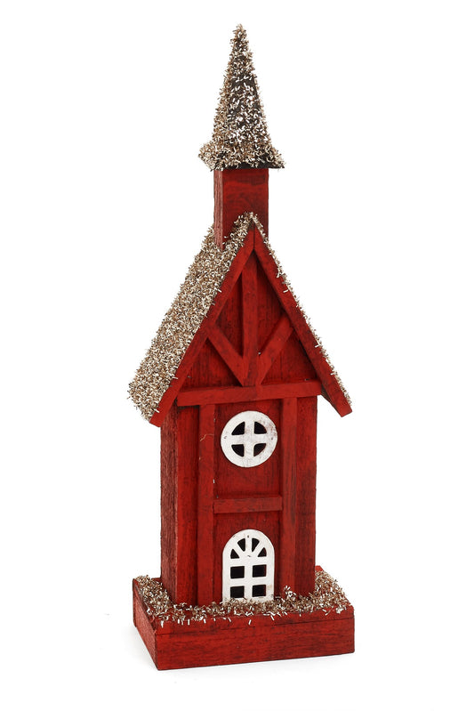 XMAS HOUSE WOOD RED