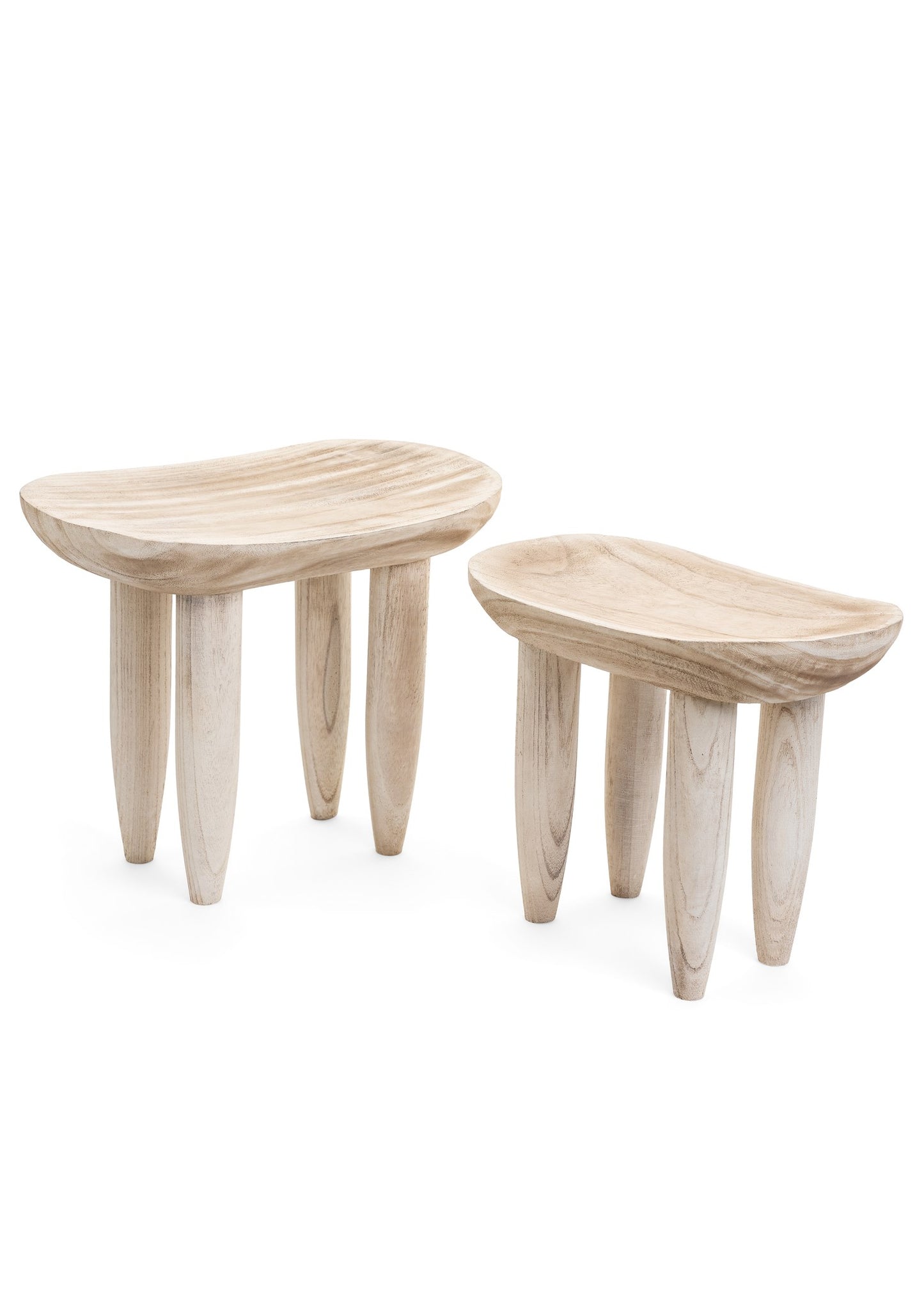PAULOWNIA WOOD WHITEWASH Stool