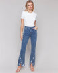 Charlie B embroidered front slit jeans