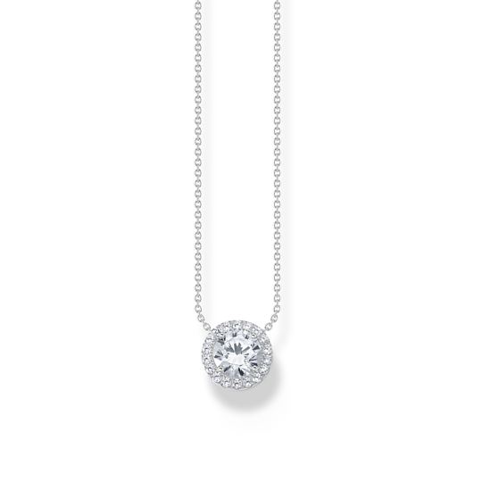 Thomas Sabo Silver necklace with halo pedant with white zirconia