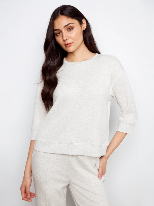 GREY SOFT SCUBA 3/4 SLEEVE TOP C1425/479C