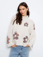 High Neck Knit Sweater With Heart Placement C2071/803C