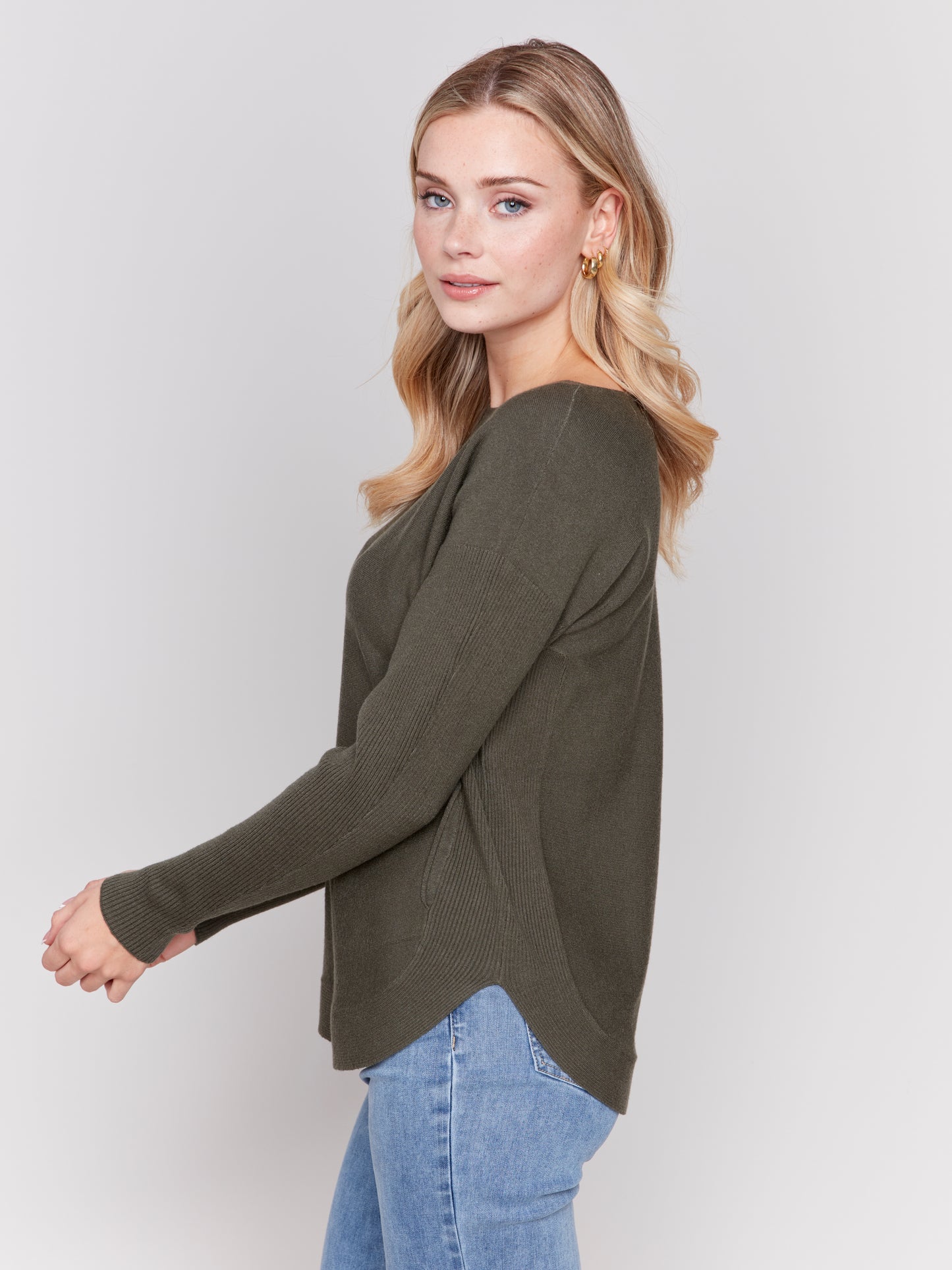 Knit Sweater with Back Lace-Up Detail