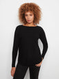 Long Sleeve Boat Neck Sweater with Eyelets Detail At Back C2170ZR/464A BLACK