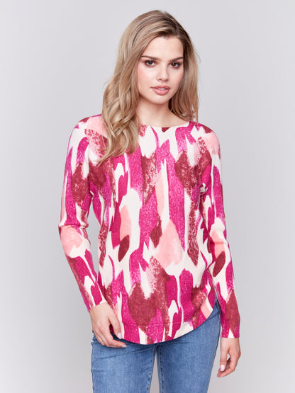 Printed Plush Knit Sweater