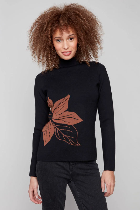 Charlie B C2681PR- 965B Gutsy Knit Mock Neck Sweater