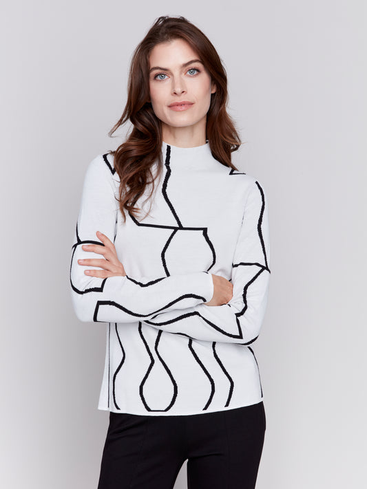 Reversible Jacquard Mock Neck Sweater