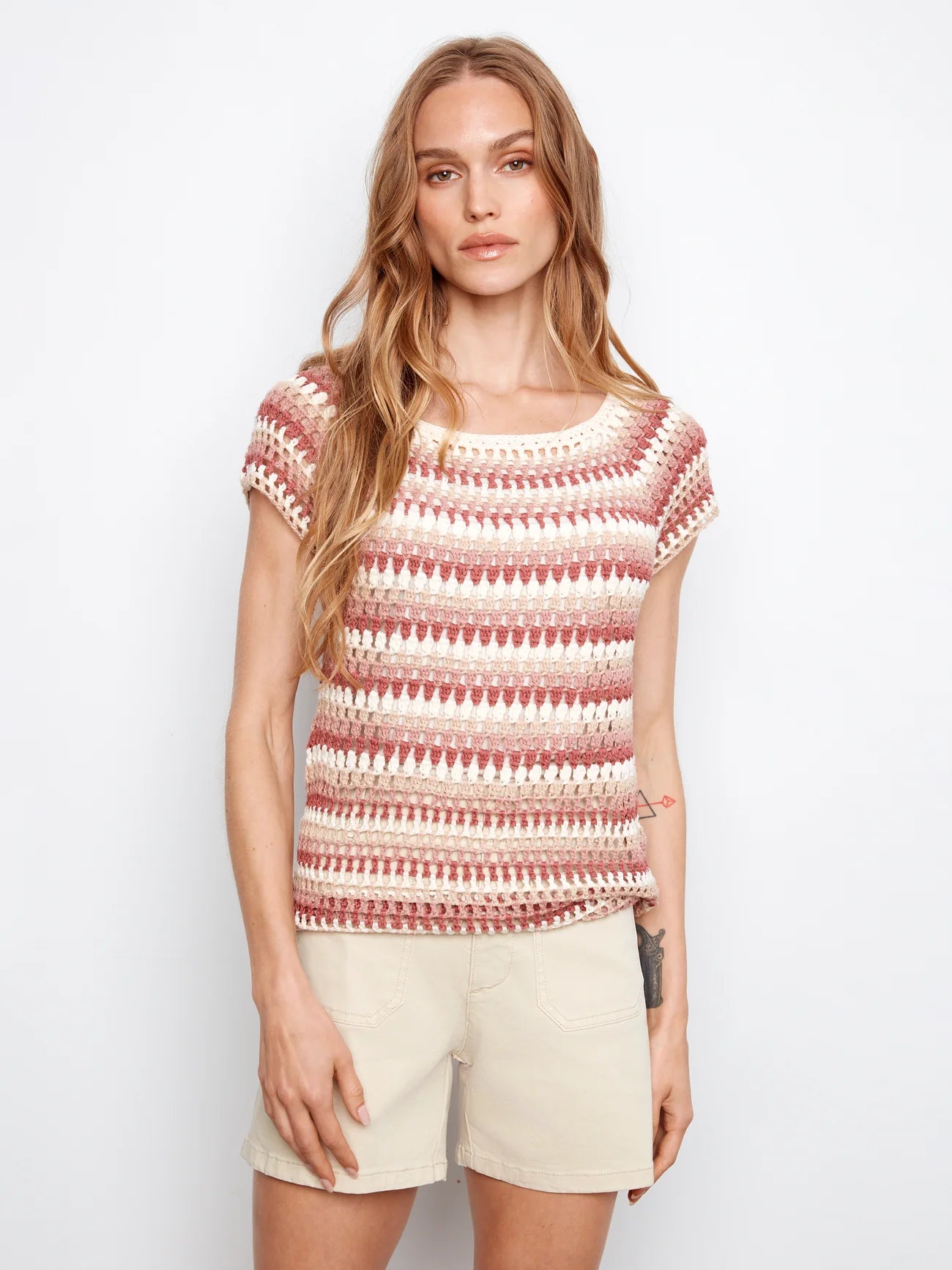 Crochet cap sleeve sweater C2778R/267C