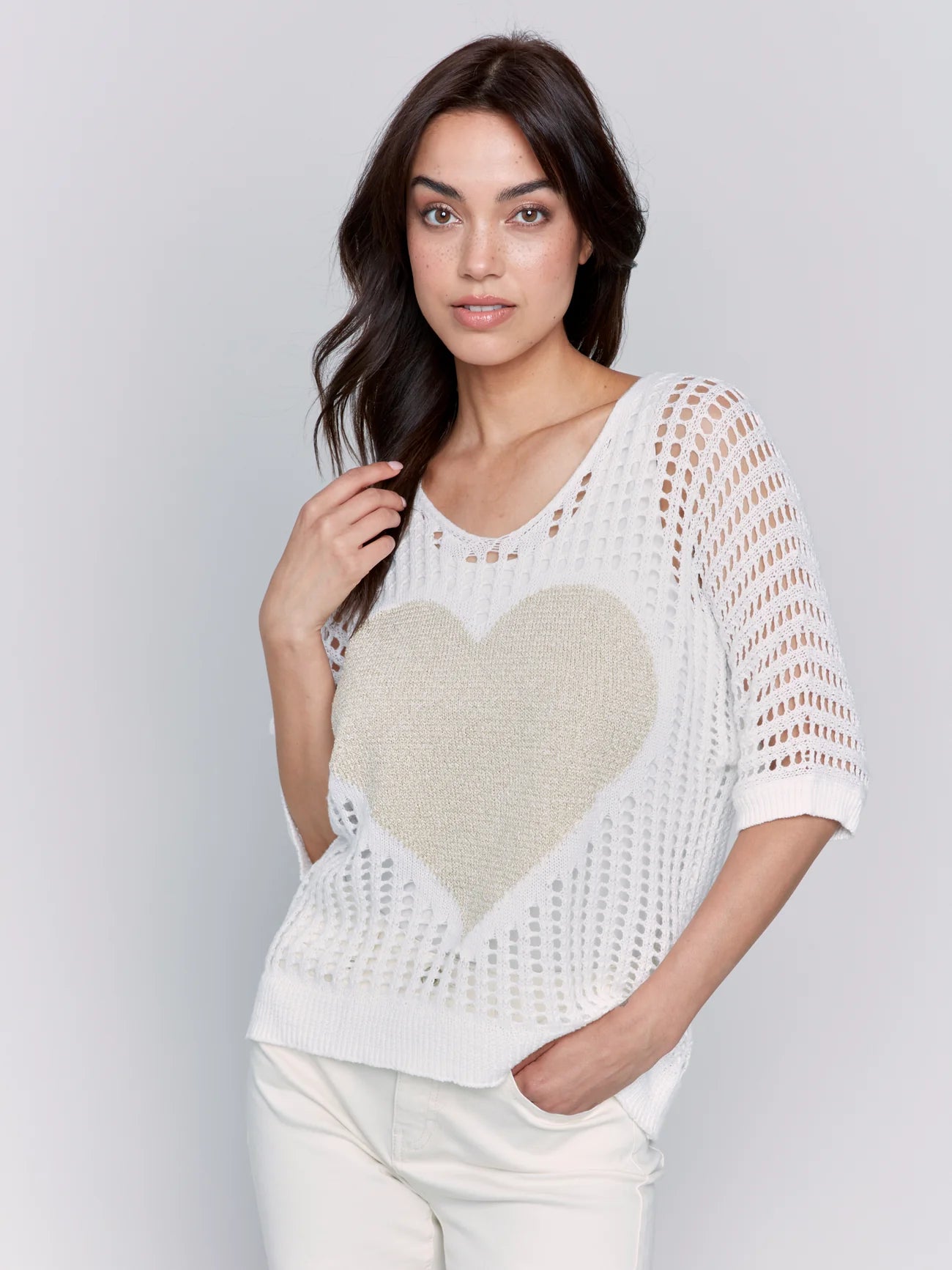Fishnet with Lurex Heart
