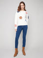 Knit Sweater with embroidered flowers C2829