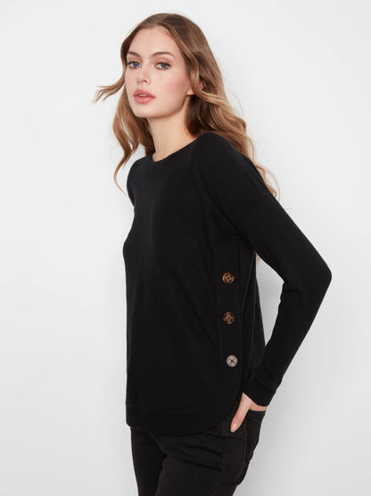 Boat Neck Sweater With Side Buttons Detail C2871R-464A