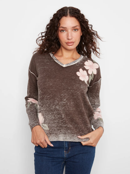 Long Sleeve Drop Shoulder Reversible Printed Sweater C2907P/626B