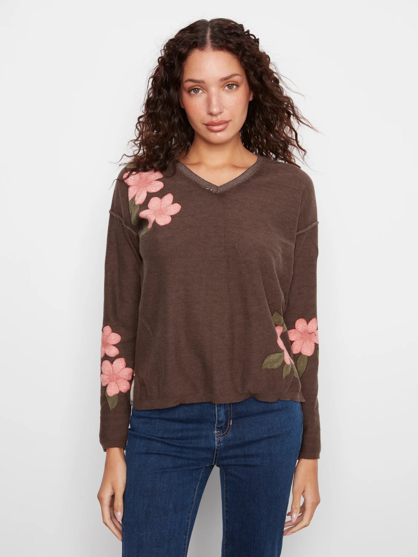 Long Sleeve Drop Shoulder Reversible Printed Sweater C2907P/626B