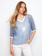 Mesh pullover with a flower appliqué C2953/471B