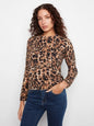 Leopard Print Fuzzy Knit Crew Neck Sweater C2995P/452C