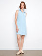 Charlie B Sleeveless Shirt Dress in Bubble Cotton Bluebell C3244C-050C-239