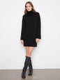 Long Sleeve Mock Neck Sweater Dress C3263-811C BLACK