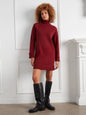 Long Sleeve Mock Neck Sweater Dress C3263/811C MERLOT