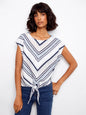 Cap Sleeve Stripe Top with front tie C4271-632C
